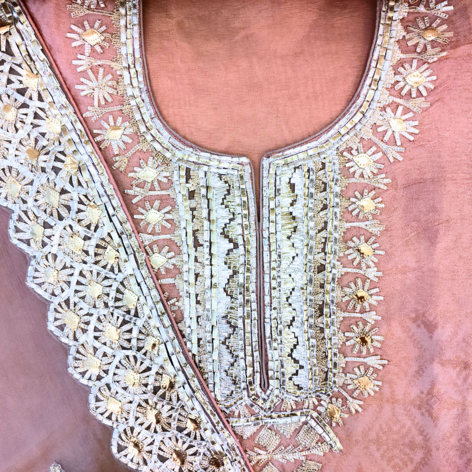 TISSUE SEMI STITCH SUIT WITH GOTA PATTI WORK