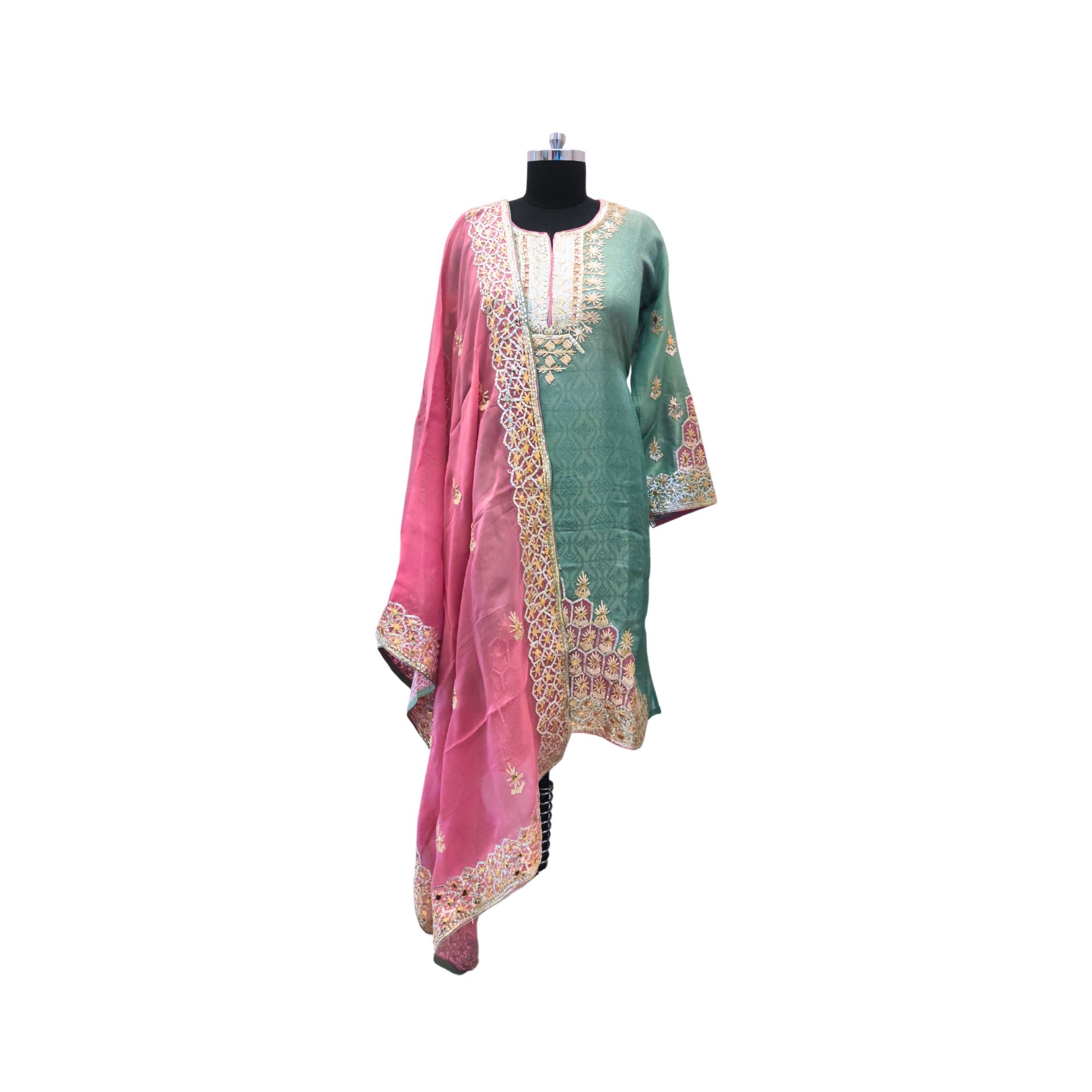 TISSUE SEMI STITCH SUIT WITH GOTA PATTI WORK