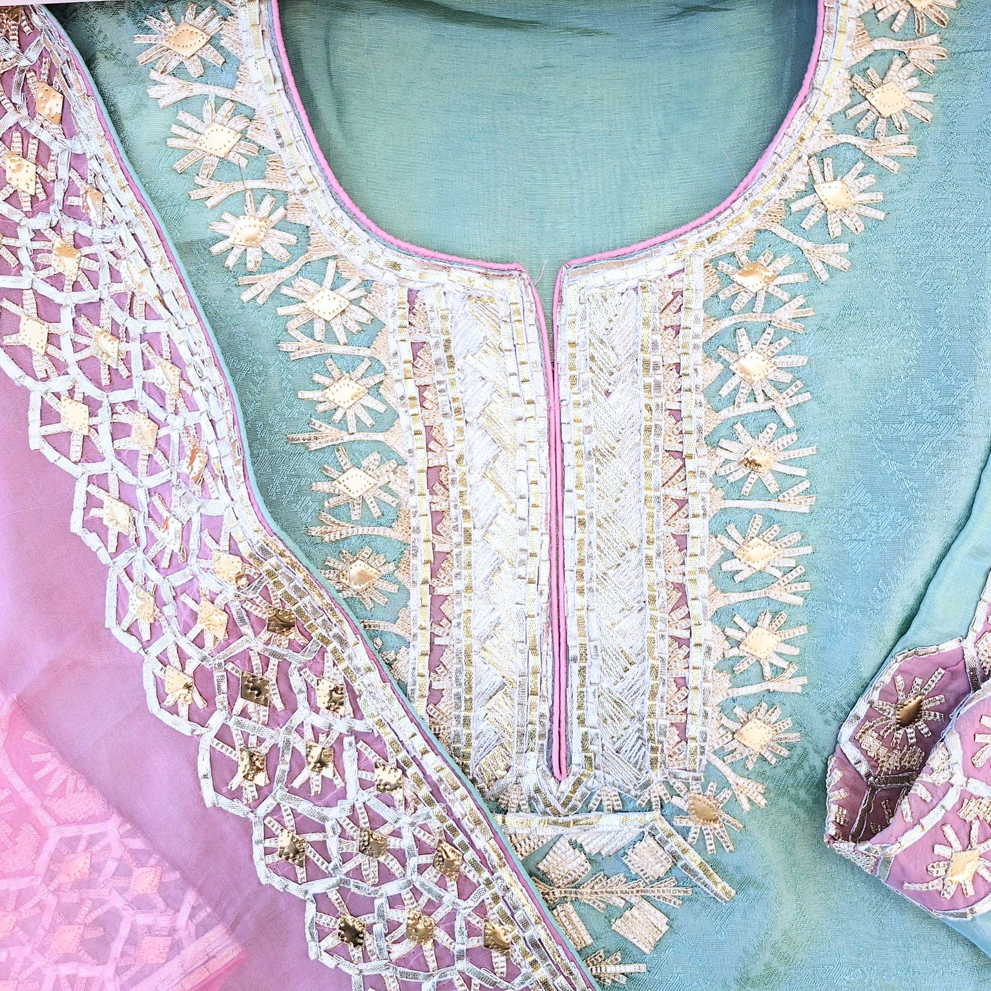 TISSUE SEMI STITCH SUIT WITH GOTA PATTI WORK