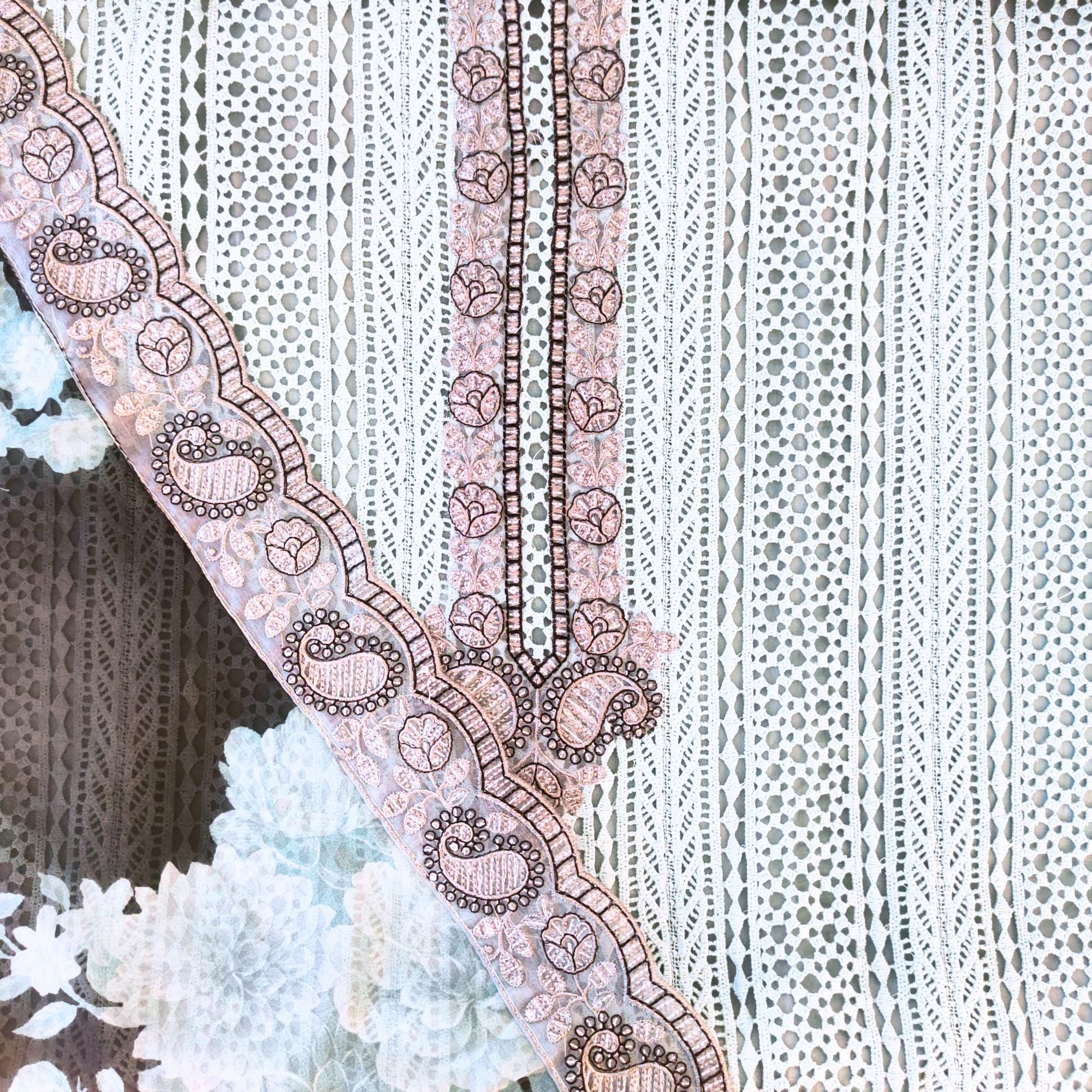 UNSTITCH SUIT WITH CROCHET AND THREAD WORK EMBROIDERY