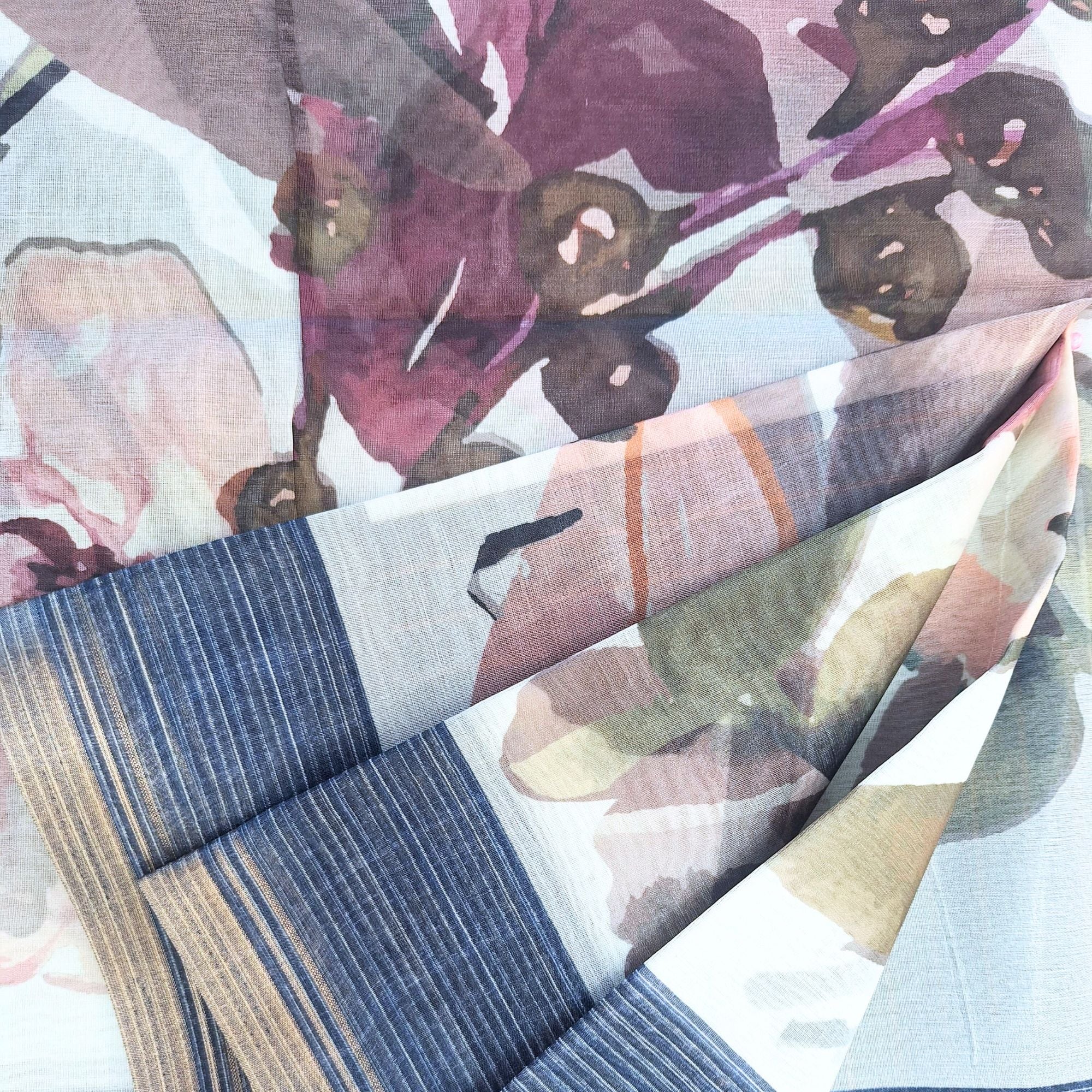 ORGANZA CHANDERI SAREE WITH ABSTRACT PRINT