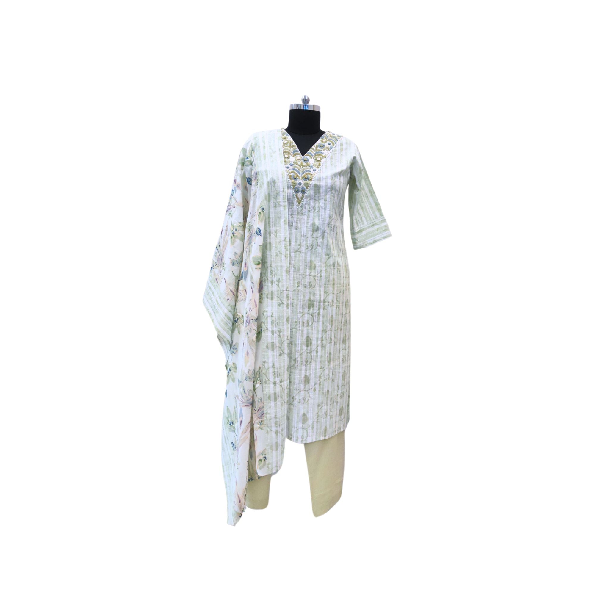 COTTON SUIT WITH STRIPE PRINT