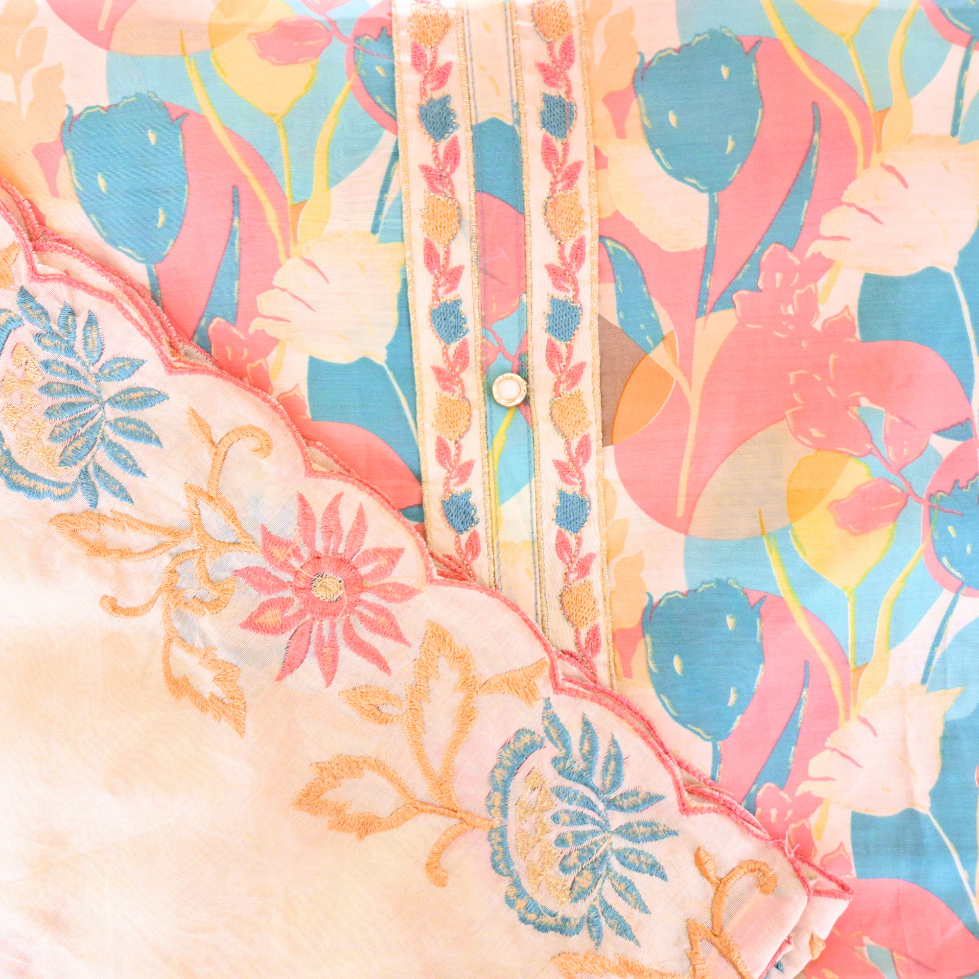 CHANDERI SUIT WITH DIGITAL ABSTRACT DESIGN