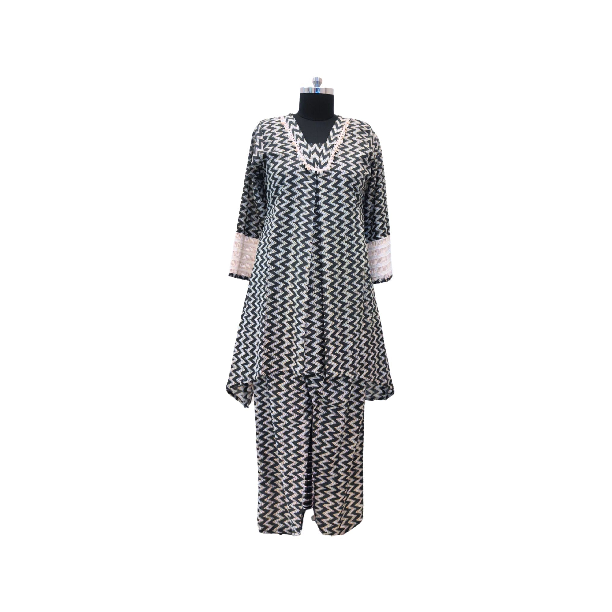 COTTON CO-ORD SET WITH ZIGZAG PRINT
