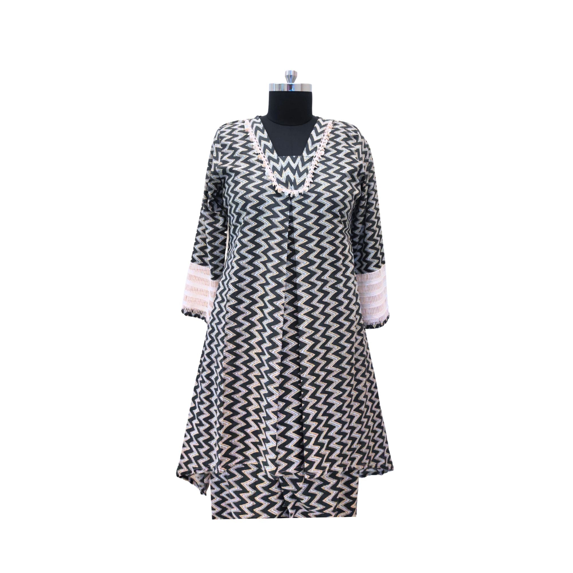 COTTON CO-ORD SET WITH ZIGZAG PRINT