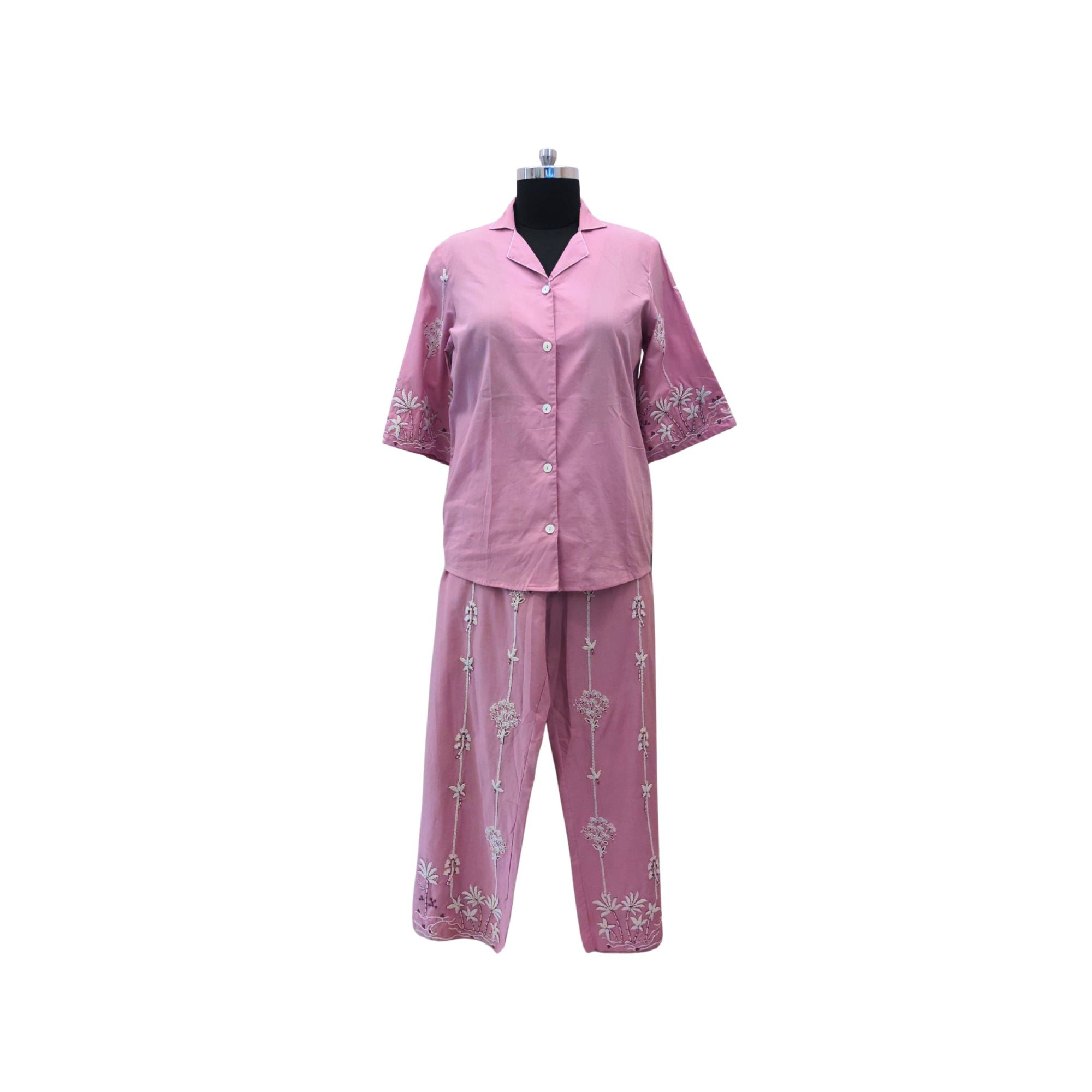 COTTON CO-ORD SET WITH DETAILING OF MACHINE EMBROIDERY