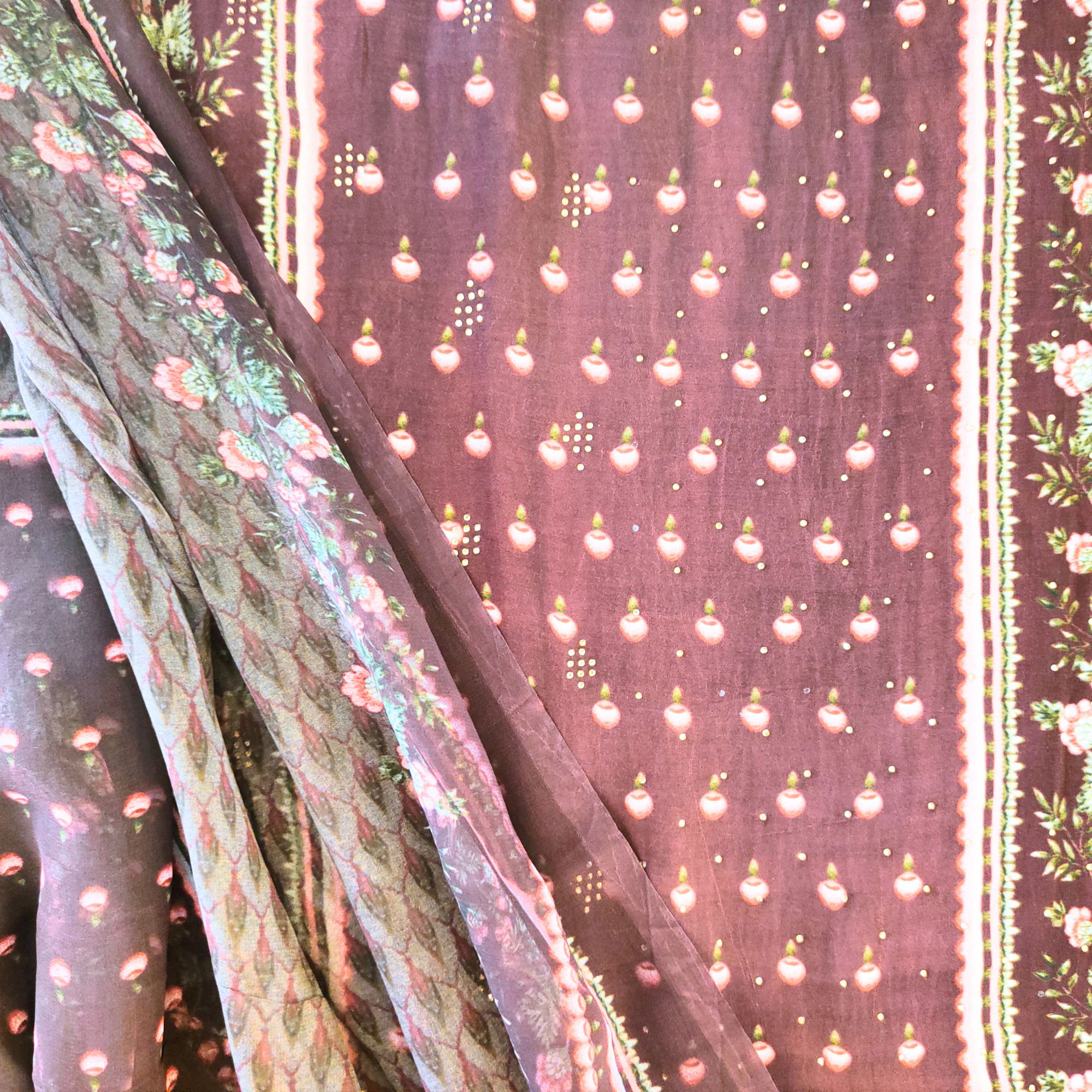 CREPE SUIT WITH MULTI PRINTS