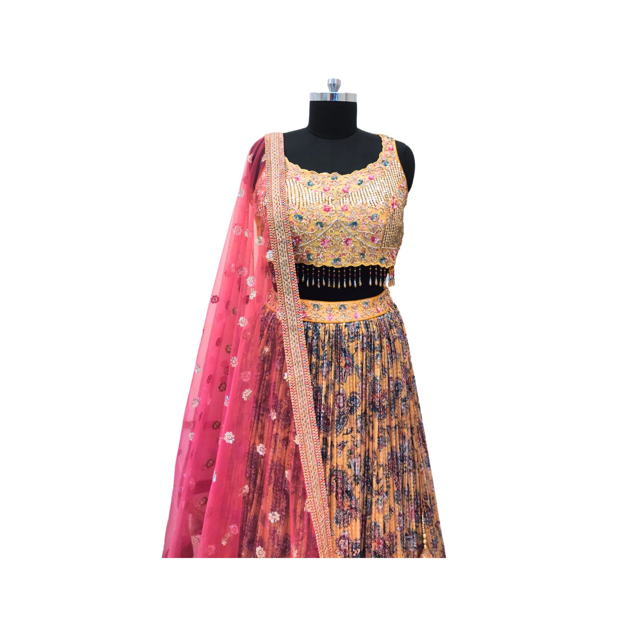 SEQUINS GEORGETTE LEHANGA WITH EMBROIDER BLOUSE
