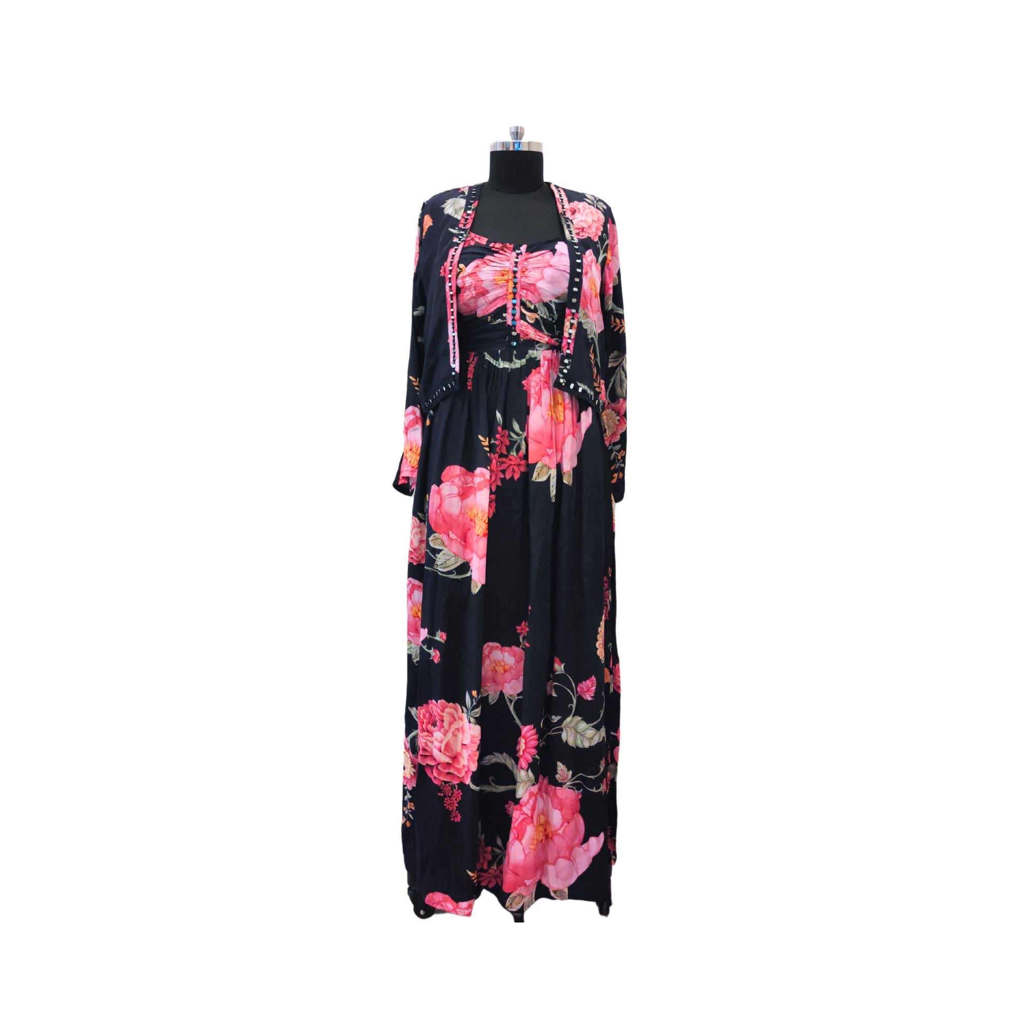 CREPE GOWN WITH DIGITAL PRINT