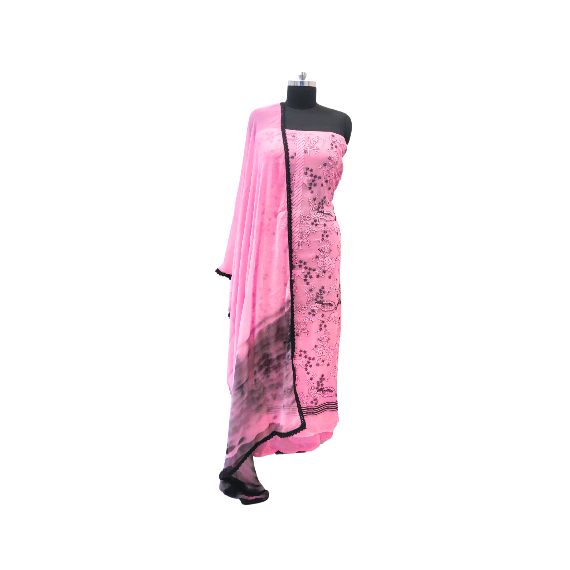 GEORGETTE SUIT WITH FULL  MACHINE EMBROIDER KURTI