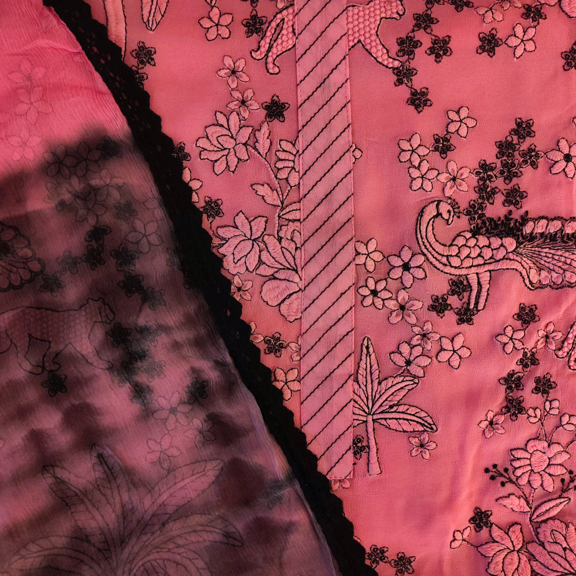 GEORGETTE SUIT WITH FULL  MACHINE EMBROIDER KURTI