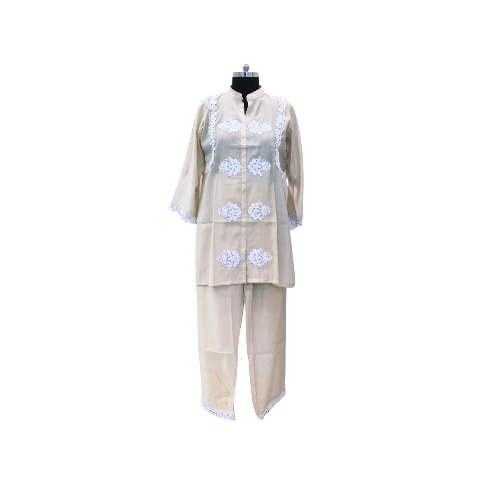 MUSLIN CO-ORD SET WITH  BAND COLLAR