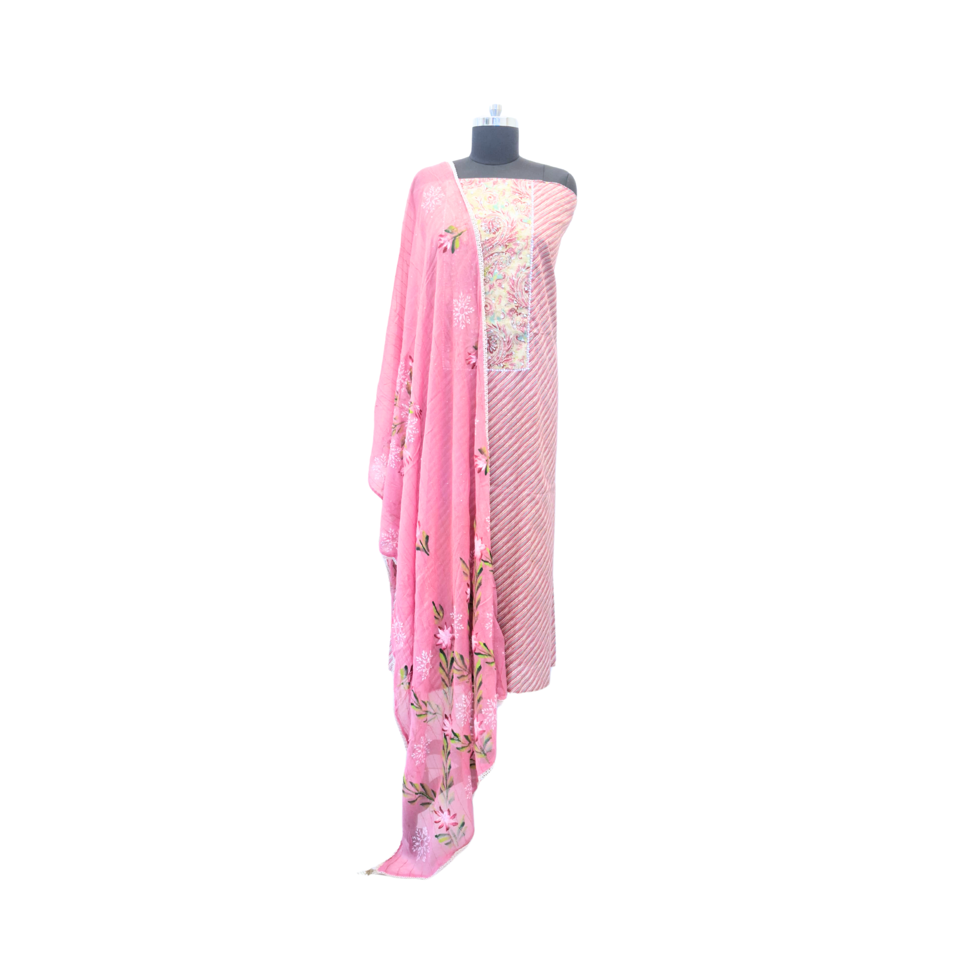 CORAL PINK EMBROIDER UNSTITCHED COTTON SUIT