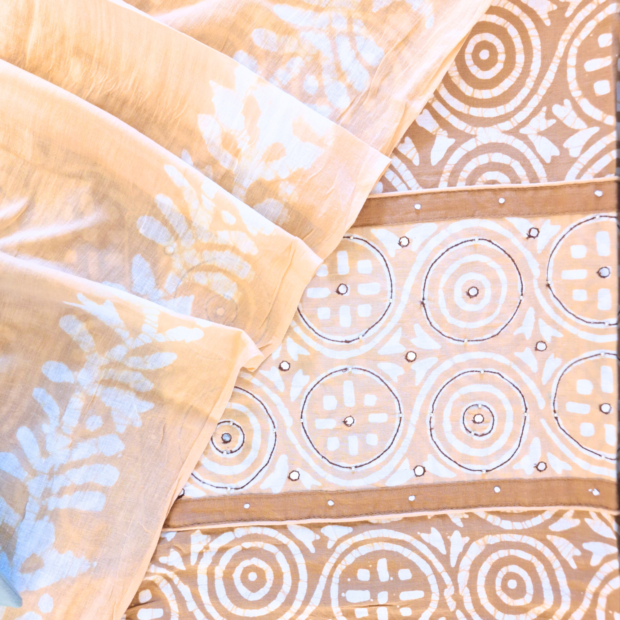 OCCURE YELLOW BATIK PRINT COTTON UNSTITCHED SUIT