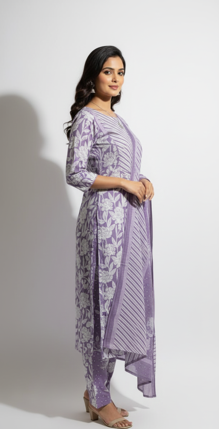 PRINTED COTTON UNSTITCH SUIT