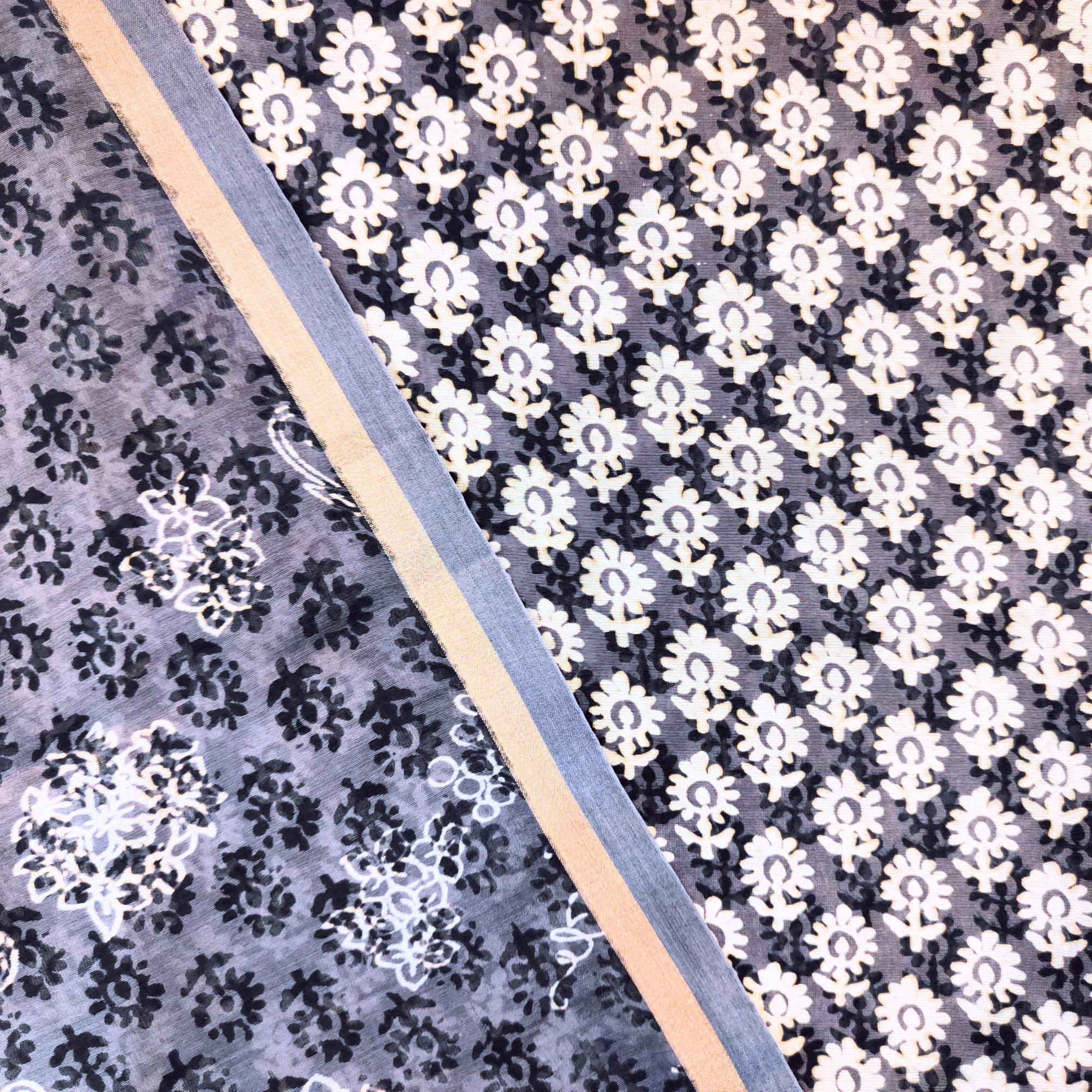 CHANDERI SUIT WITH FLORAL PRINT DESIGN