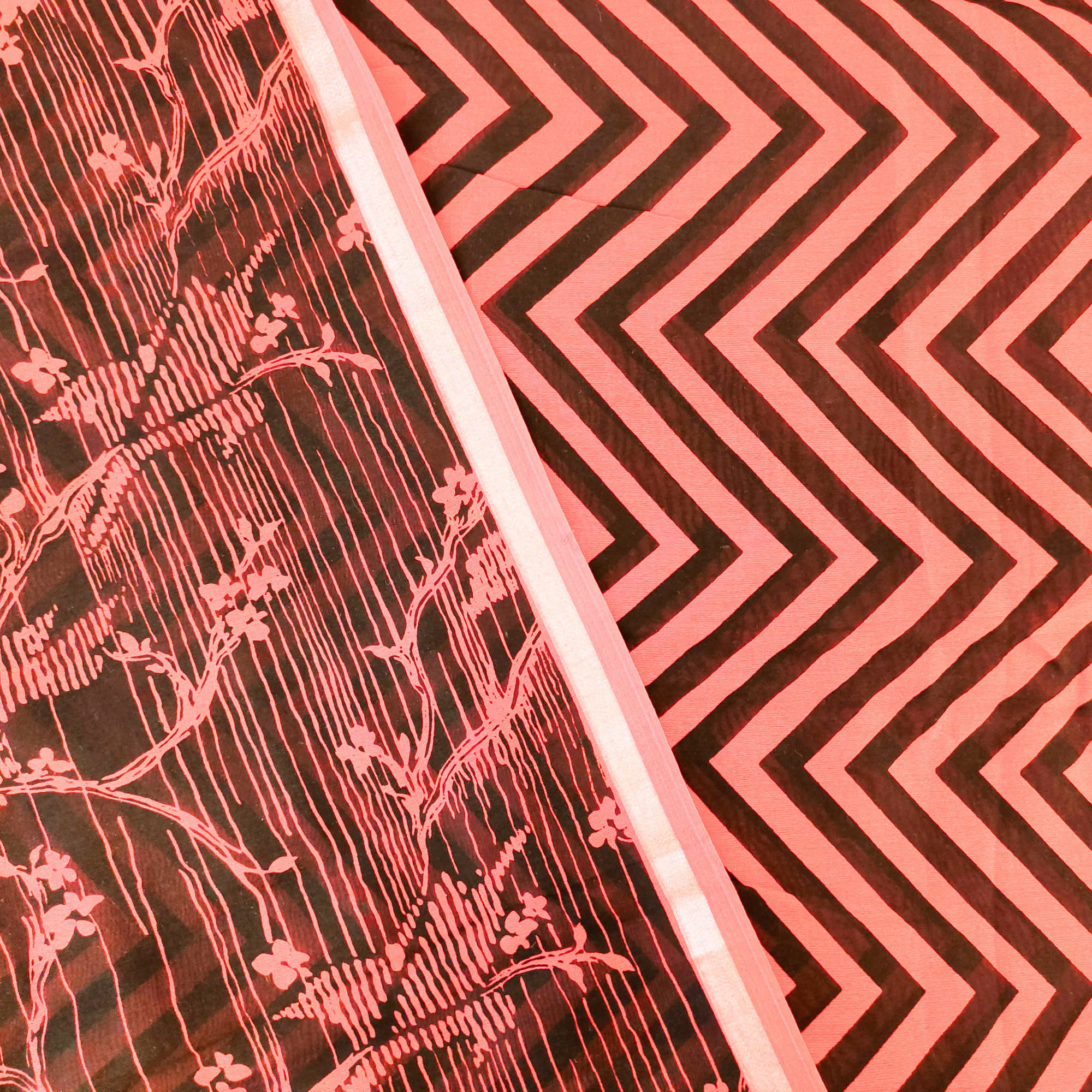 CHANDERI SUIT WITH CHEVRON STRIPES