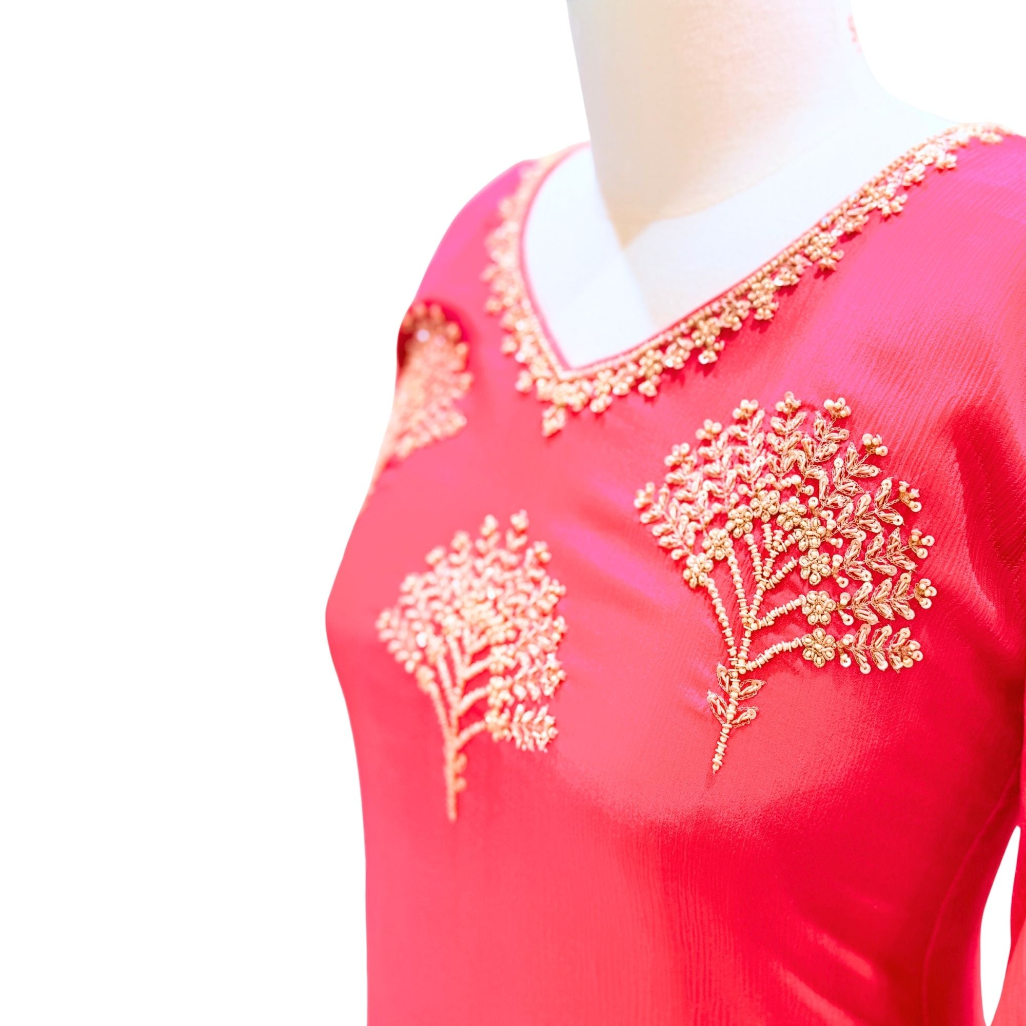 CHINNON KURTI WITH PRINTED FLARED PANTS