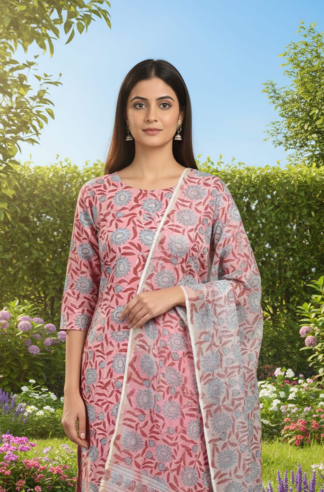 Gulnaar Grace – Traditional Bagru Print Cotton Un stitched Suit Set
