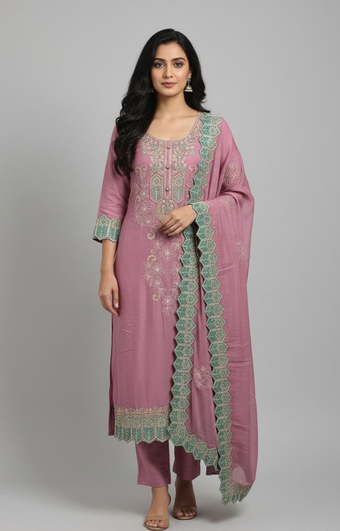 CHINNON UNSTITCH SUIT HIGHLIGHT WITH STONE WORK