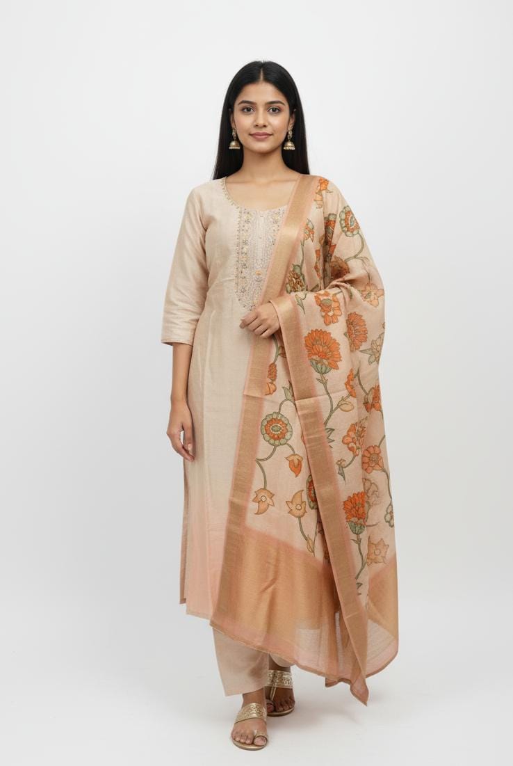 TISSUE UNSTITCH SUIT, HIGHLIGHT WITH PREMAKE MACHINE EMBROIDER NECK