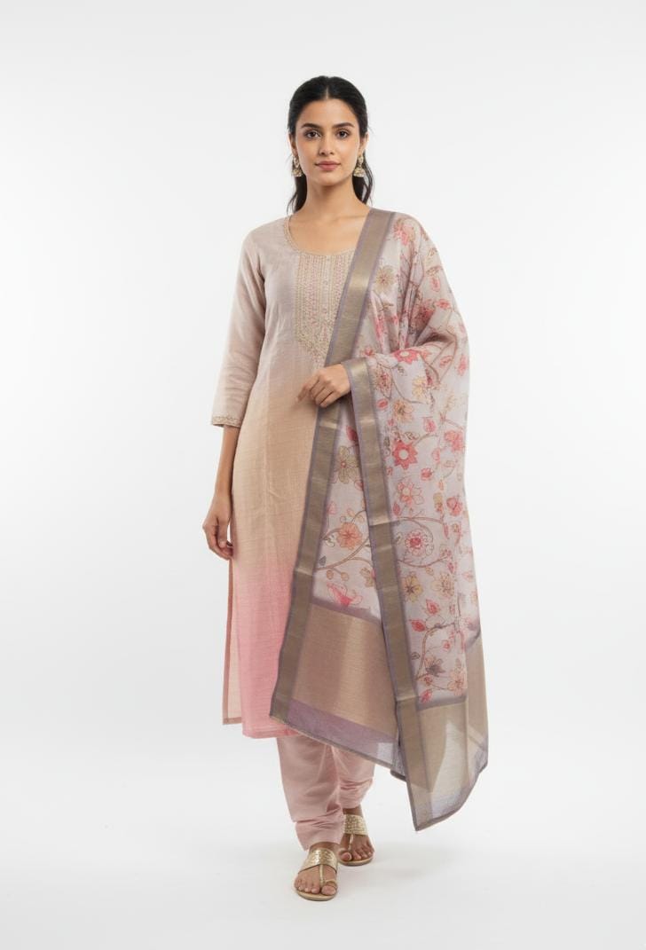 TISSUE UNSTITCH SUIT, HIGHLIGHT WITH PREMAKE MACHINE EMBROIDER NECK