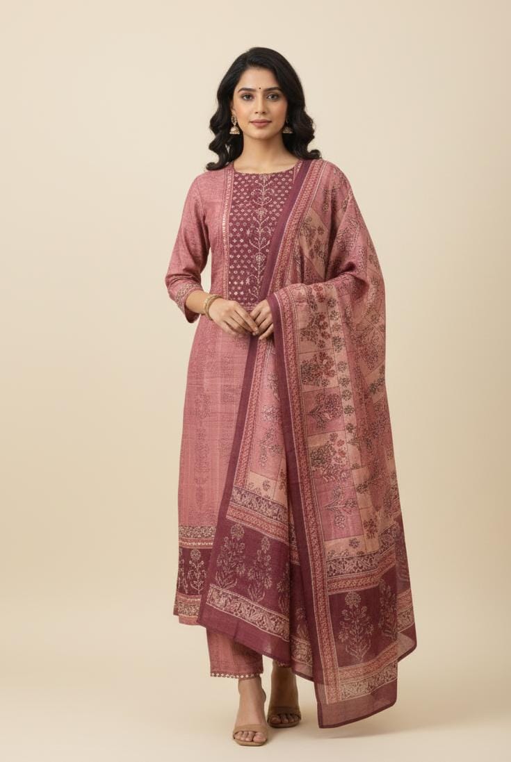 NOKIA SILK UNSTITCH SUIT HIGHLIGHT WITH RAJASTHANI MIRROR WORK