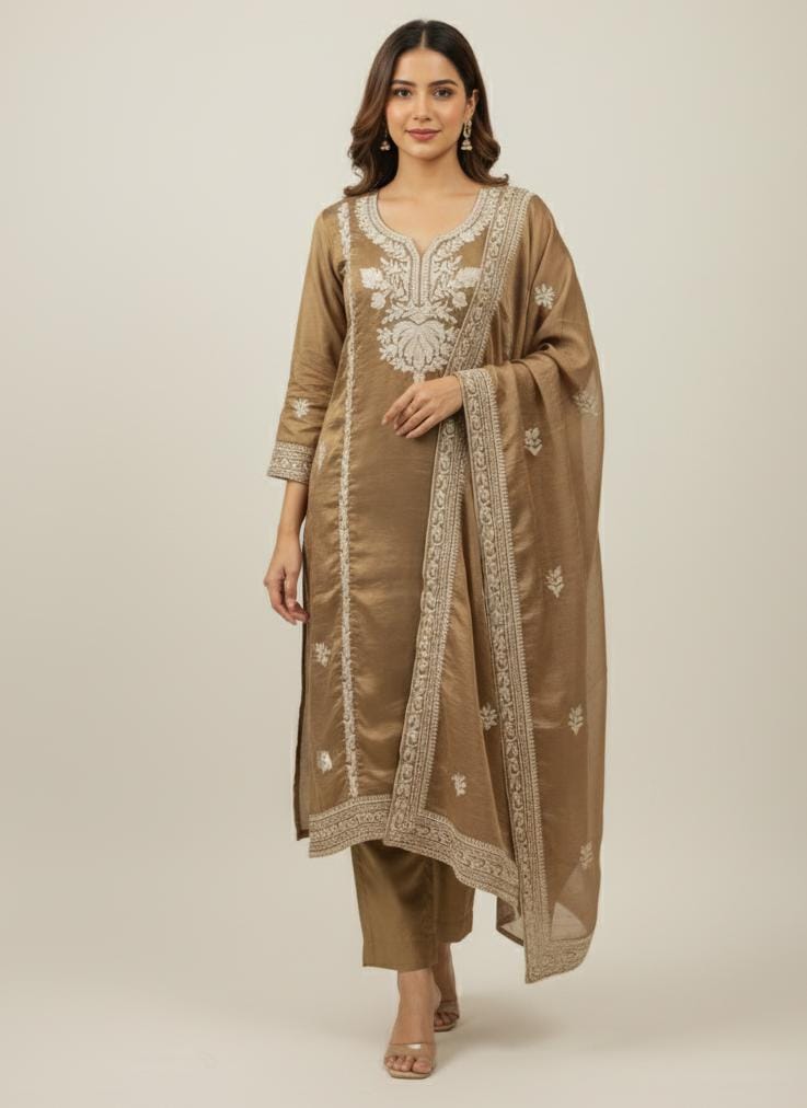 JIMICCHU UNSTITCH SUIT ADORNED WITH MACHINE EMBROIDERY