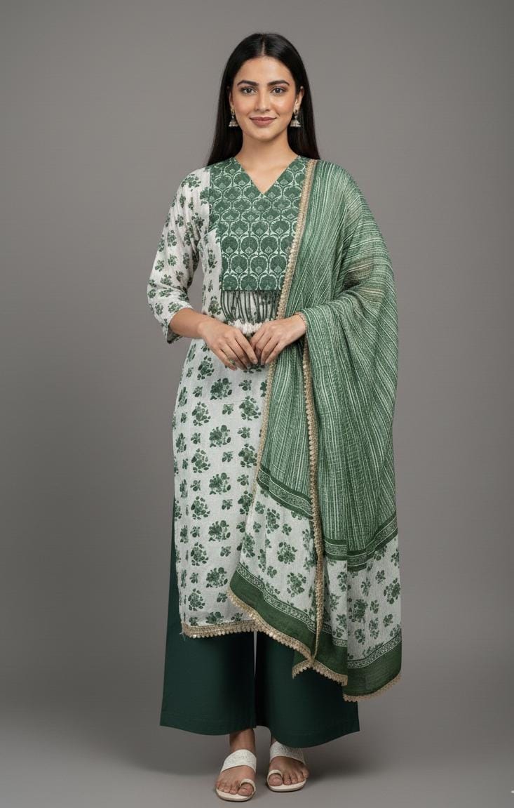 SATIN SILK PRINTED UNSTITCH SUIT