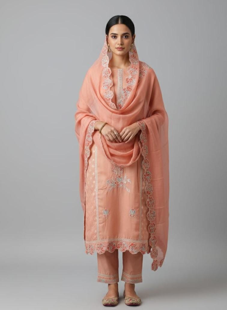 TISSUE UNSTITCH SUIT HIGHLIGHT WITH MACHINE EMBROIDERY