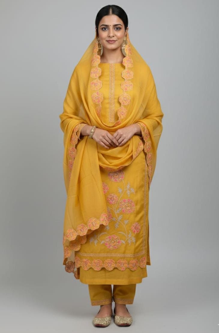 TISSUE UNSTITCH SUIT HIGHLIGHT WITH MACHINE EMBROIDERY