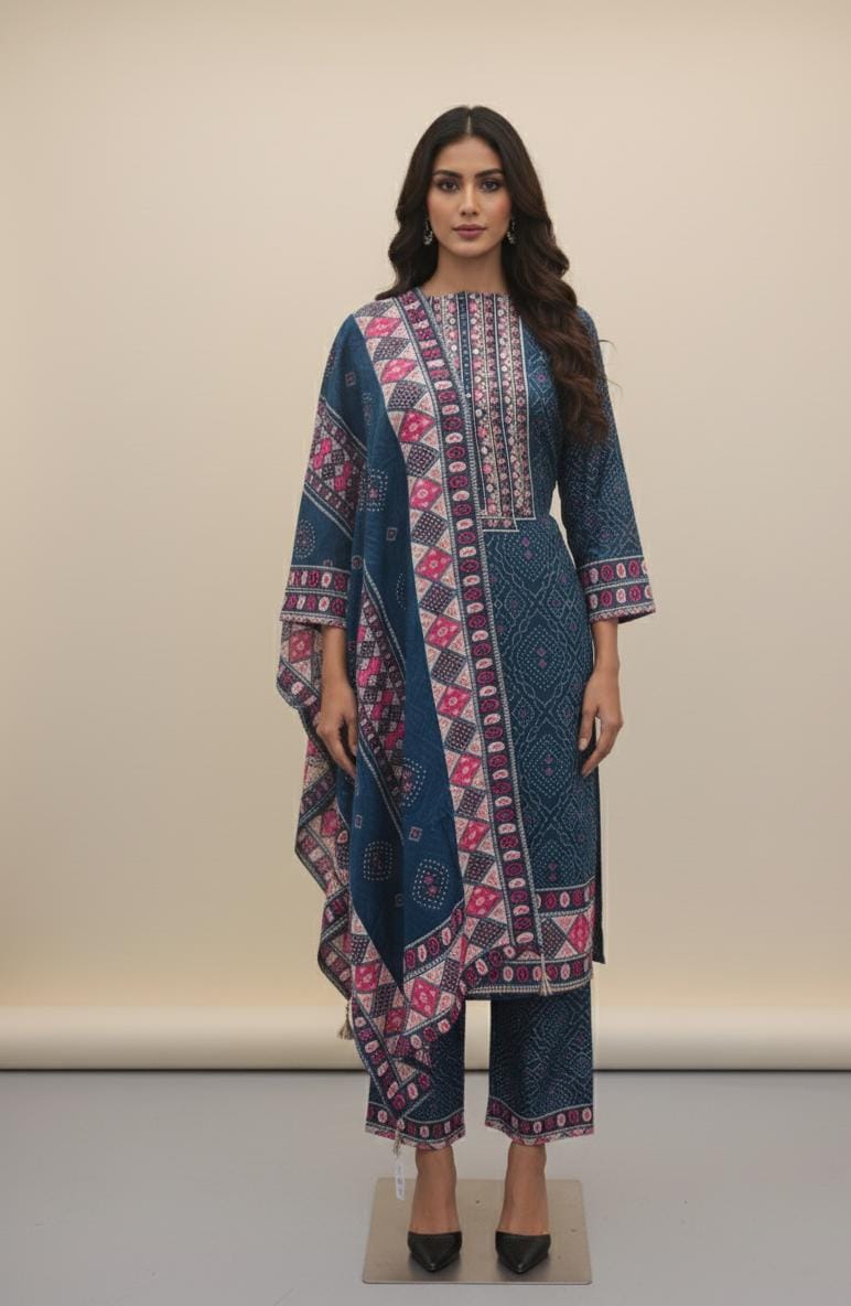 MUSINE UNSTITCH SUIT HIGHLIGHT WITH GOTA WORK