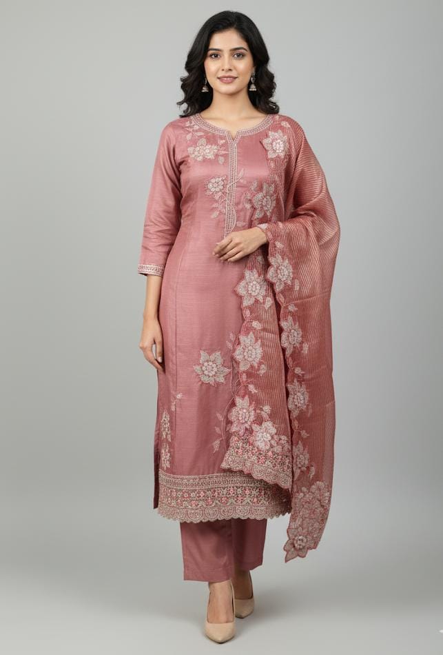 TISSUE UNSTITCH SUIT ADORNED WITH PATCH WORK