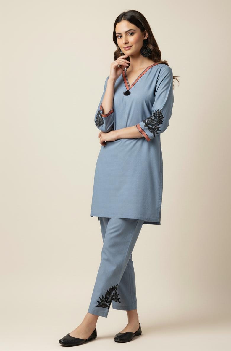 COTTON CO-ORD SET WITH BELL SLEEVES