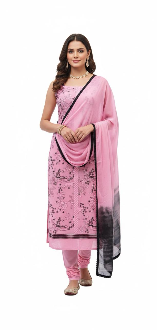 GEORGETTE SUIT WITH FULL  MACHINE EMBROIDER KURTI