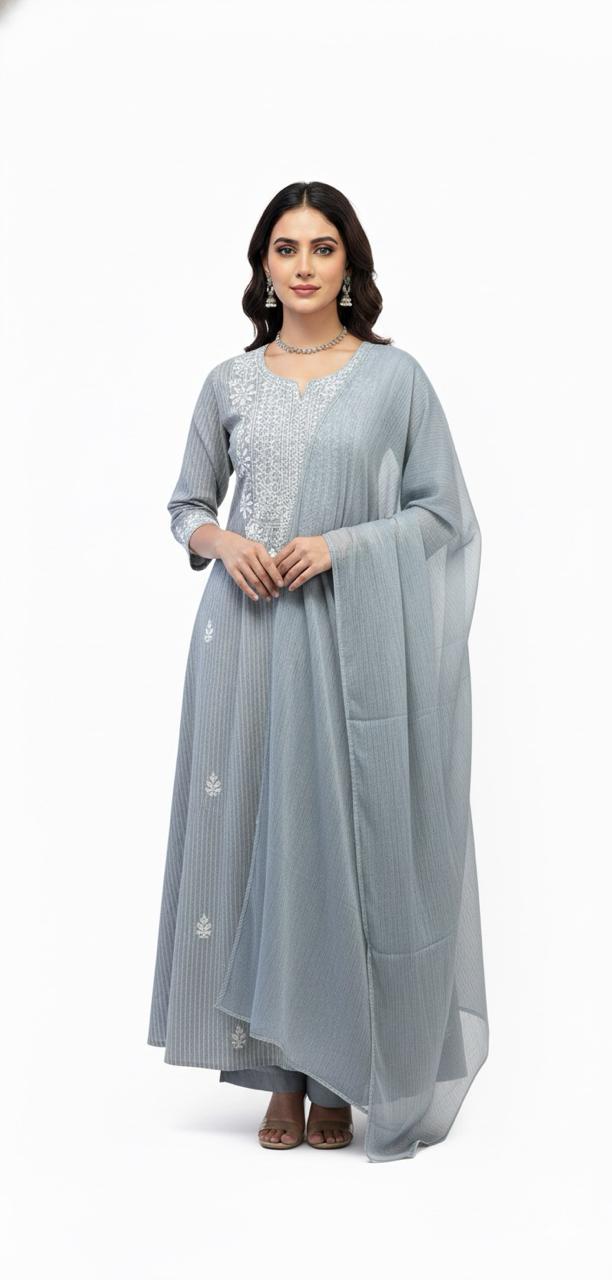 GREY LEHARIYA LAKHANVI UNSTITCHED SUIT