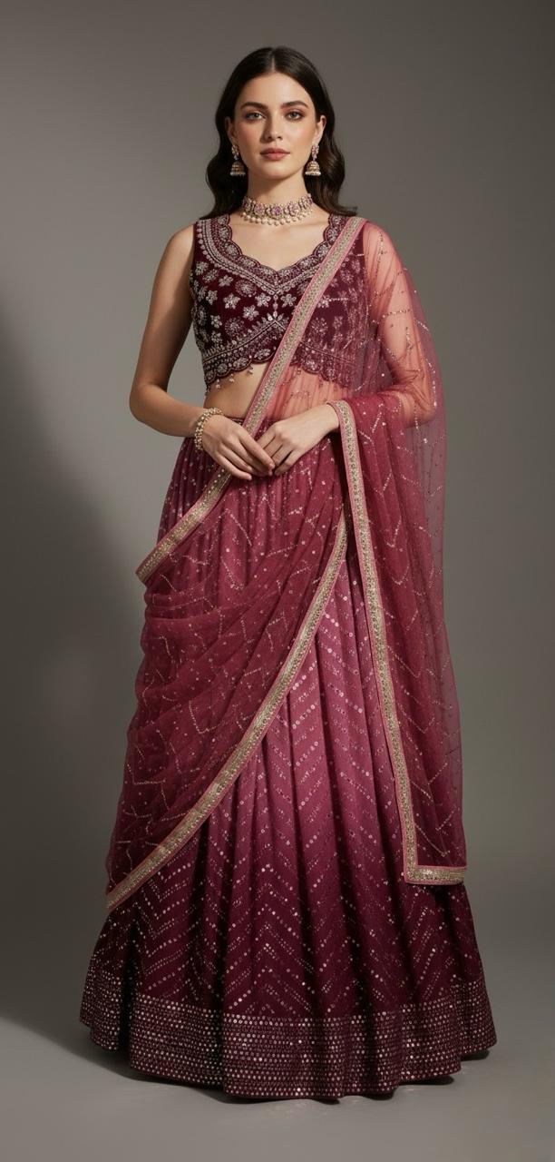 GEORGETTE LEHANGA WITH EMBROIDER BLOUSE