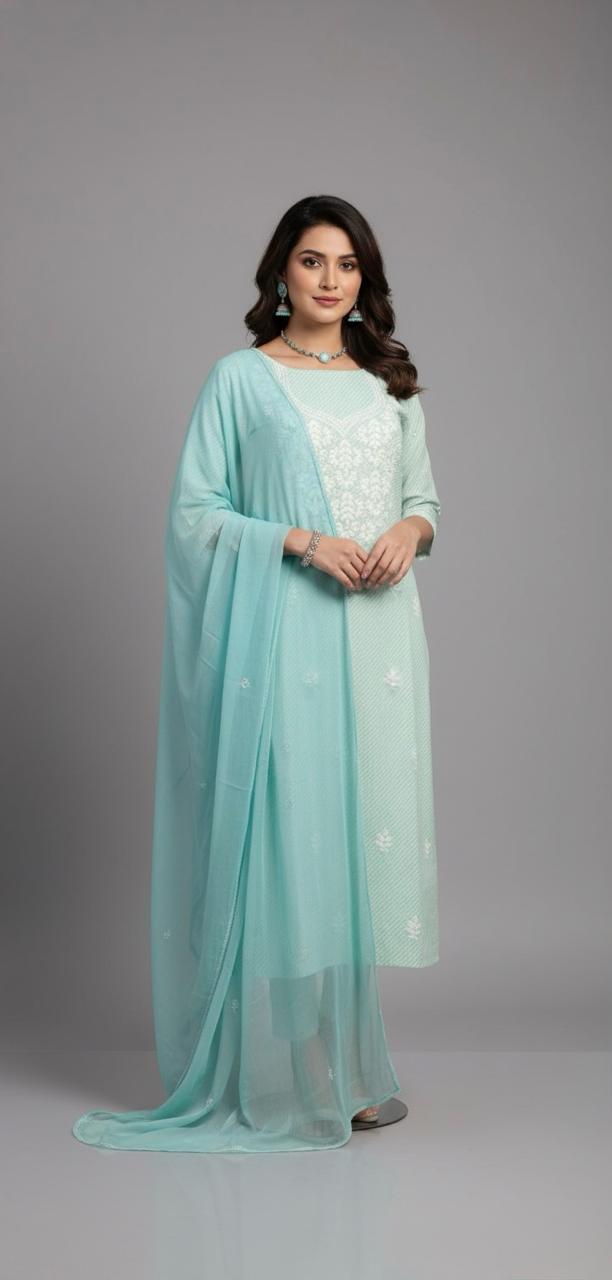 GREEN LEHARIYA LAKHANVI UNSTITCHED SUIT