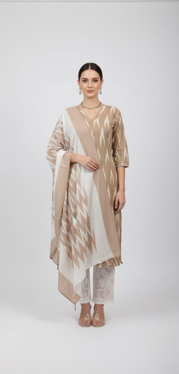 COTTON SUIT WITH IKKAT DESIGN