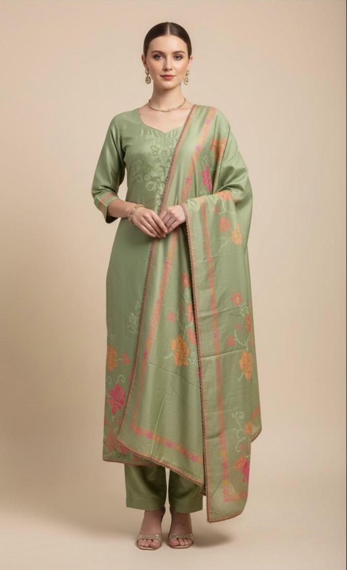 CREPE JACQUARD PRINTED UNSTITCH SUIT