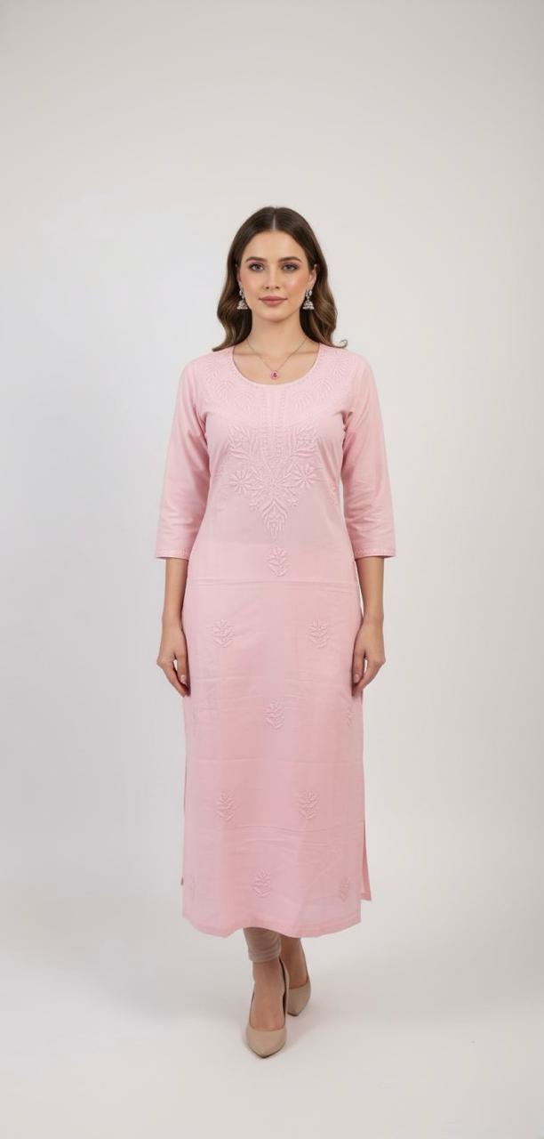 COTTON UNSTITCHED CHIKANKARI  KURTI
