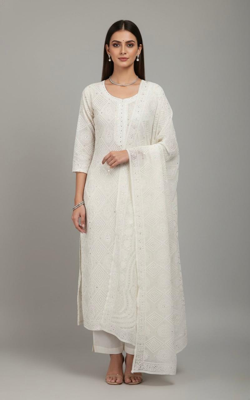 LUCKNOWI GEORGETTE UNSTITCH SUIT