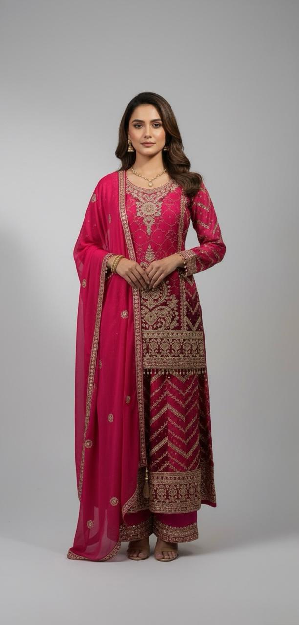 CHINNON KURTI WITH SHARARA PANTS