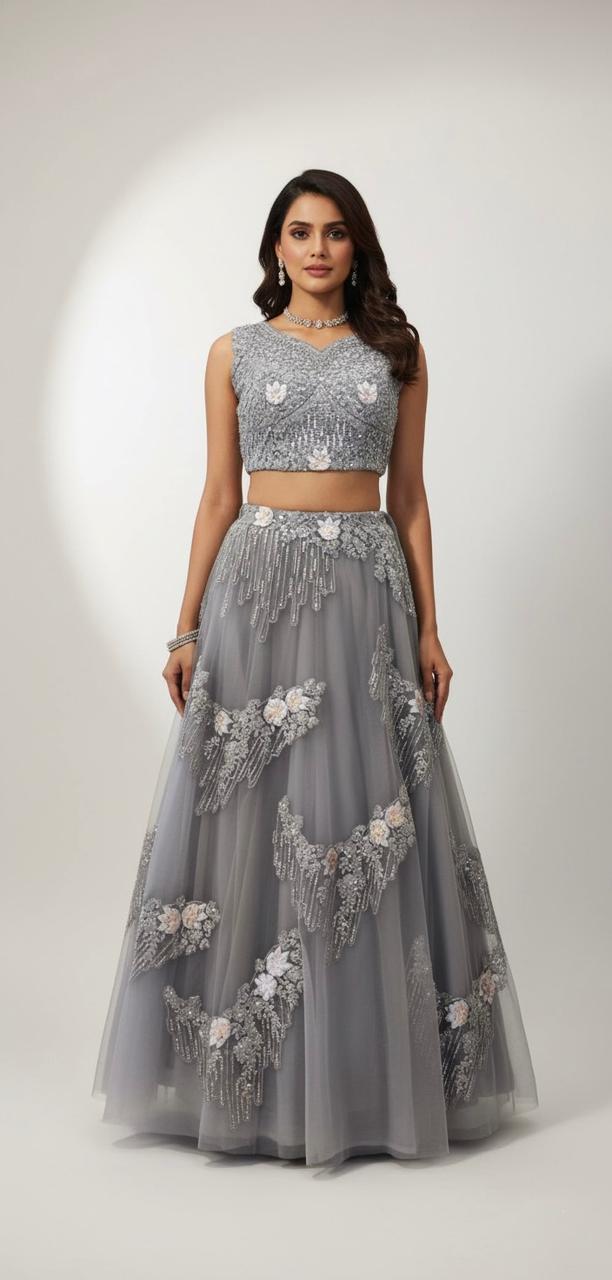 NET LEHANGA WITH EMBROIDER BLOUSE