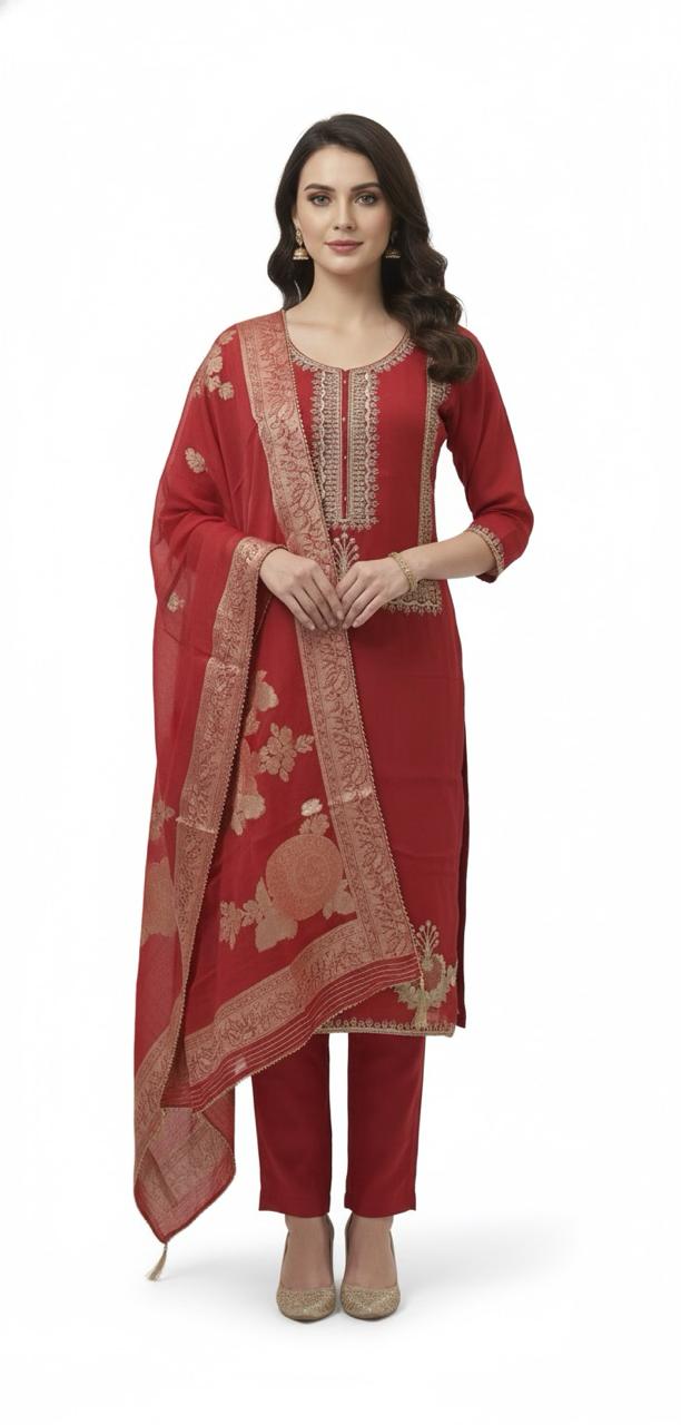 TISSUE UNSTITCH SUIT HIGHLIGHT WITH MACHINE EMBROIDERY