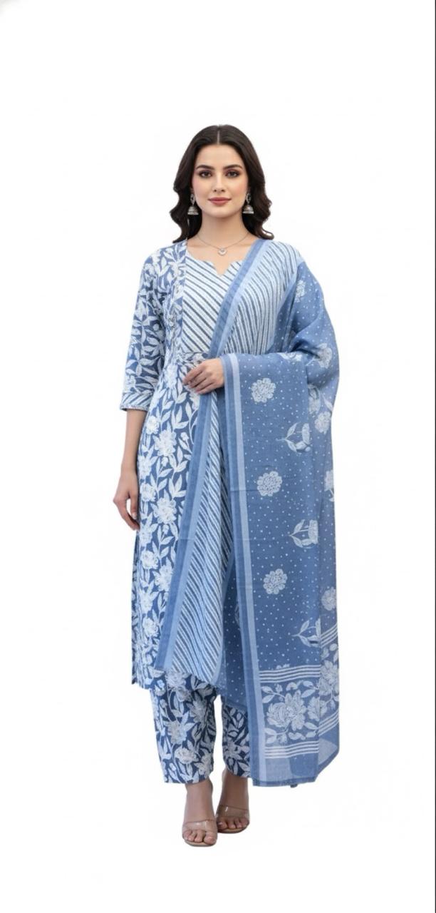 PRINTED COTTON UNSTITCH SUIT