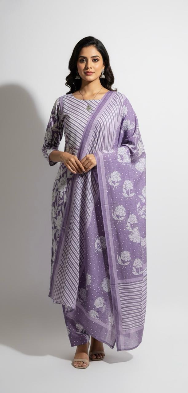 PRINTED COTTON UNSTITCH SUIT