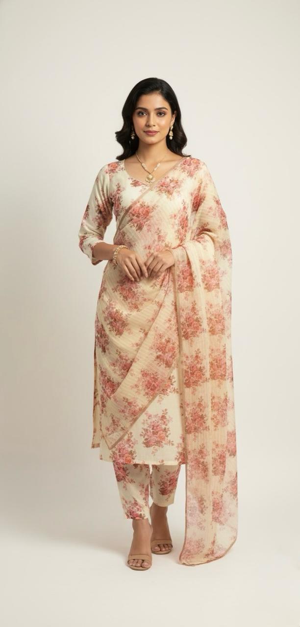 LINEN SUIT WITH FLORAL PRINT