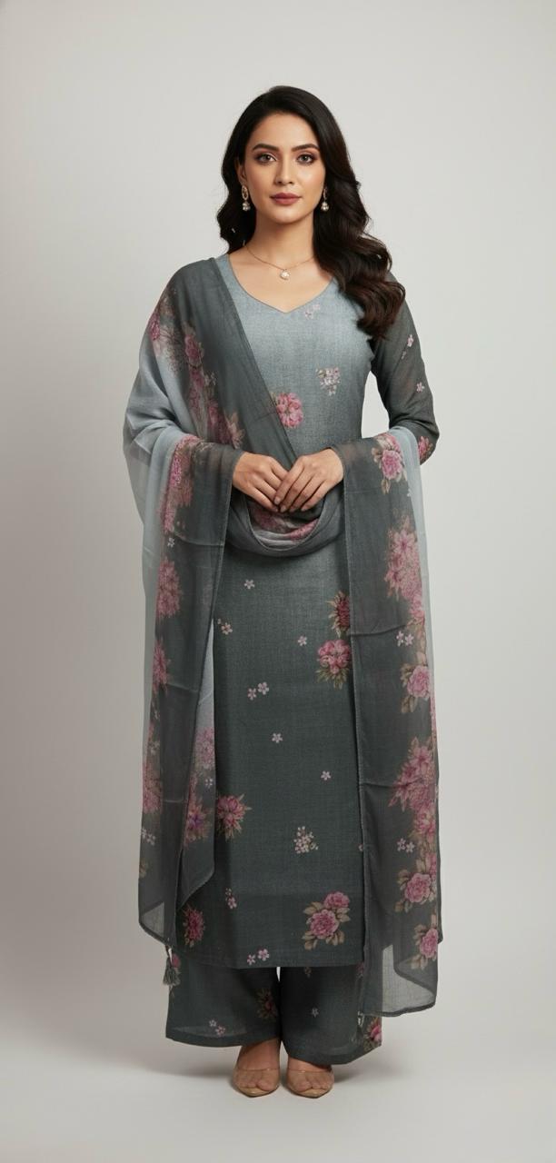 DIGITAL PRINTED LINEN SUIT IN OMBRE SHADES