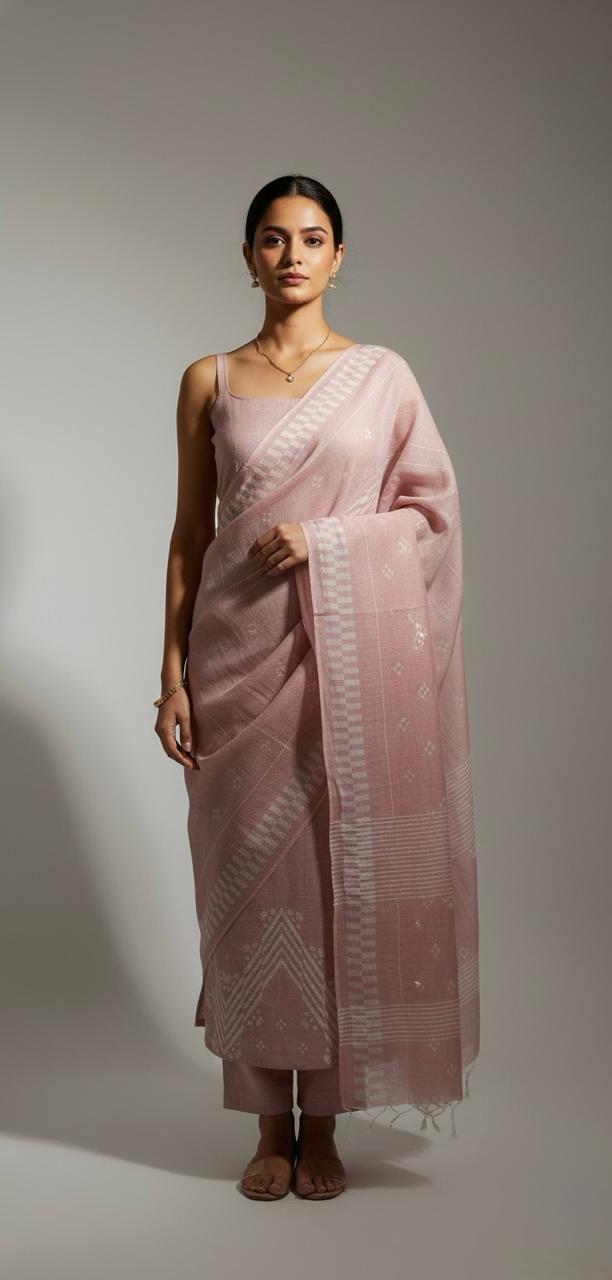 LINEN SUIT WITH GEOMATRIC PATTERN DESIGN